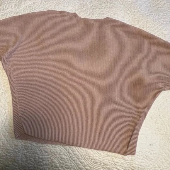 Aritzia Wilfred Coline Dolman Sleeve Ribbed Dusty Blush Pink Linen Blend Sweater - Picture 8 of 12